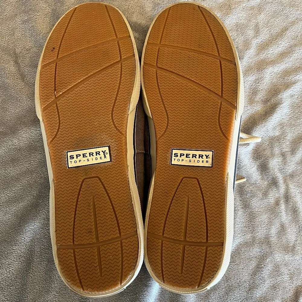 Sperry Top Sider Lace Up Gray Canvas Boat Casual Shoes, Size 11 1/2